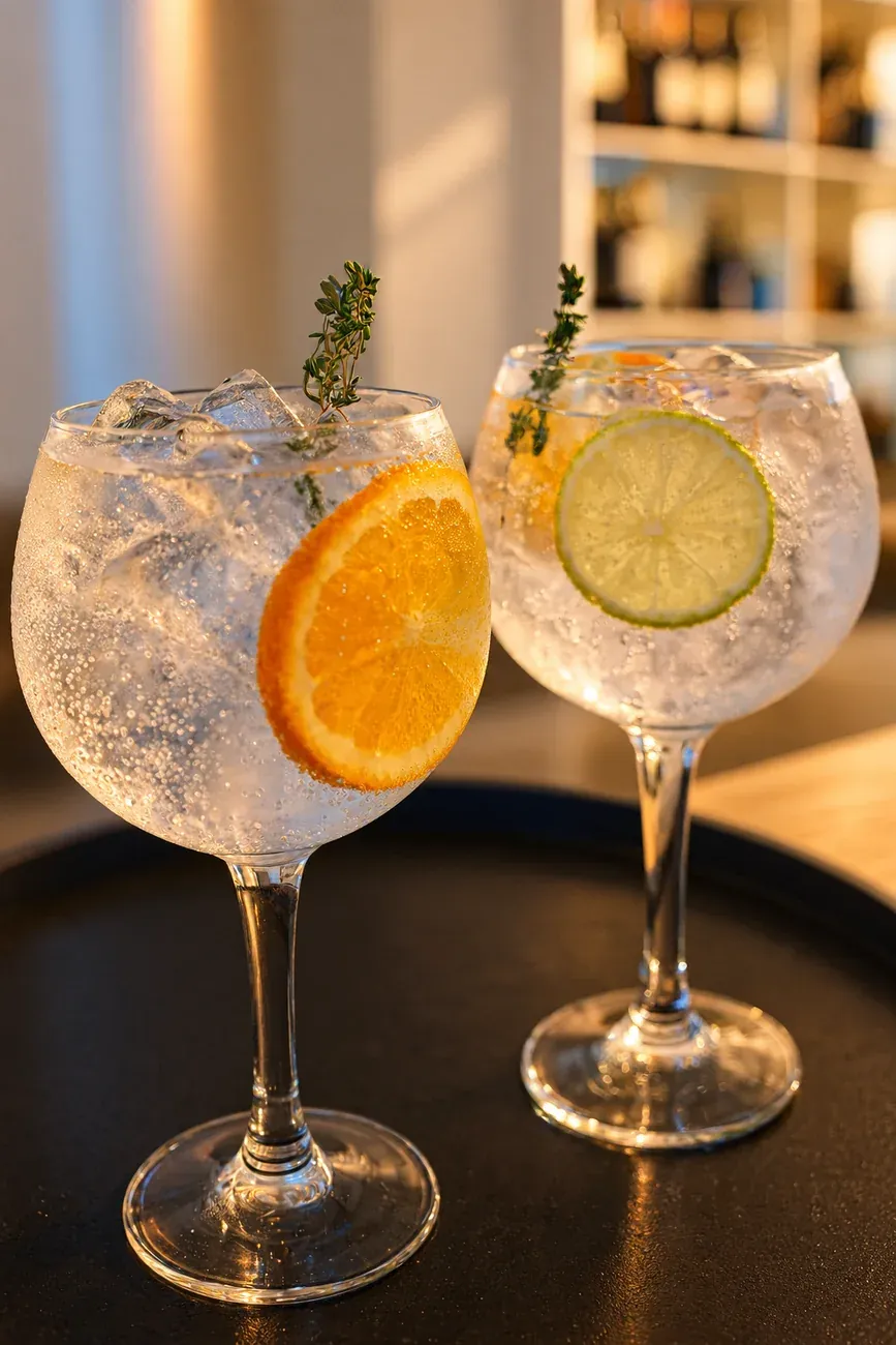 Dois gin tónicos no balcão